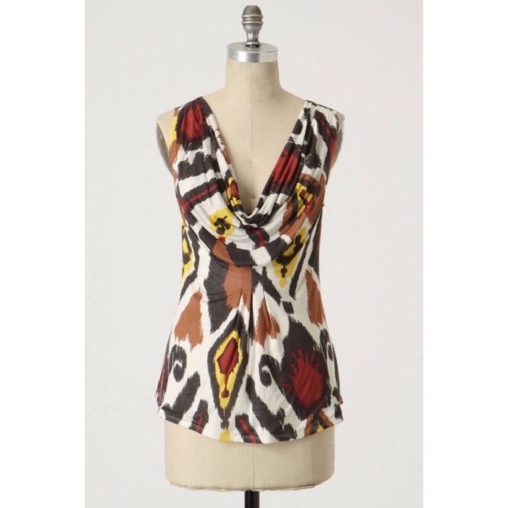 Anthro Weston Wear Ikat Cowl Neck Top size medium